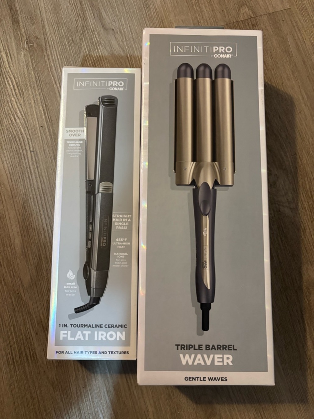 Infiniti Pro Conair 1 IN. Tourmaline Flat Iron & Triple Barrel Waver/ As a Set